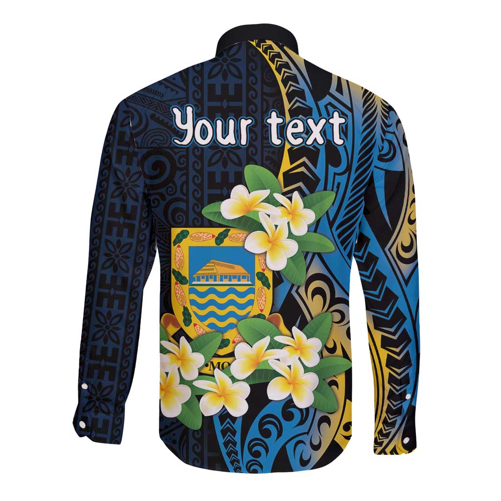 Personalised Tuvalu Beautiful Plumeria Flower Long Sleeve Button Shirt LT9 - Polynesian Pride
