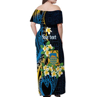 Personalised Tuvalu Beautiful Plumeria Flower Off Shoulder Maxi Dress