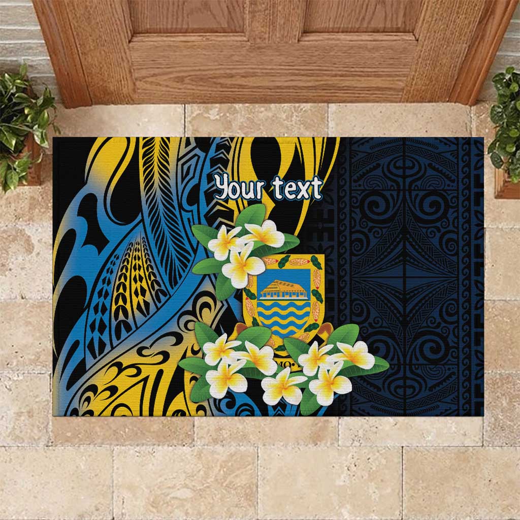 Personalised Tuvalu Beautiful Plumeria Flower Rubber Doormat