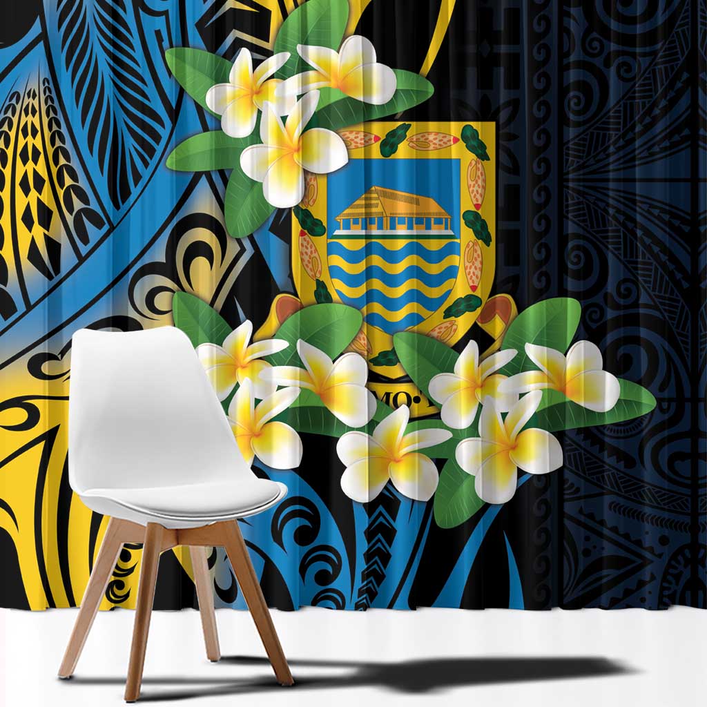 Personalised Tuvalu Beautiful Plumeria Flower Window Curtain