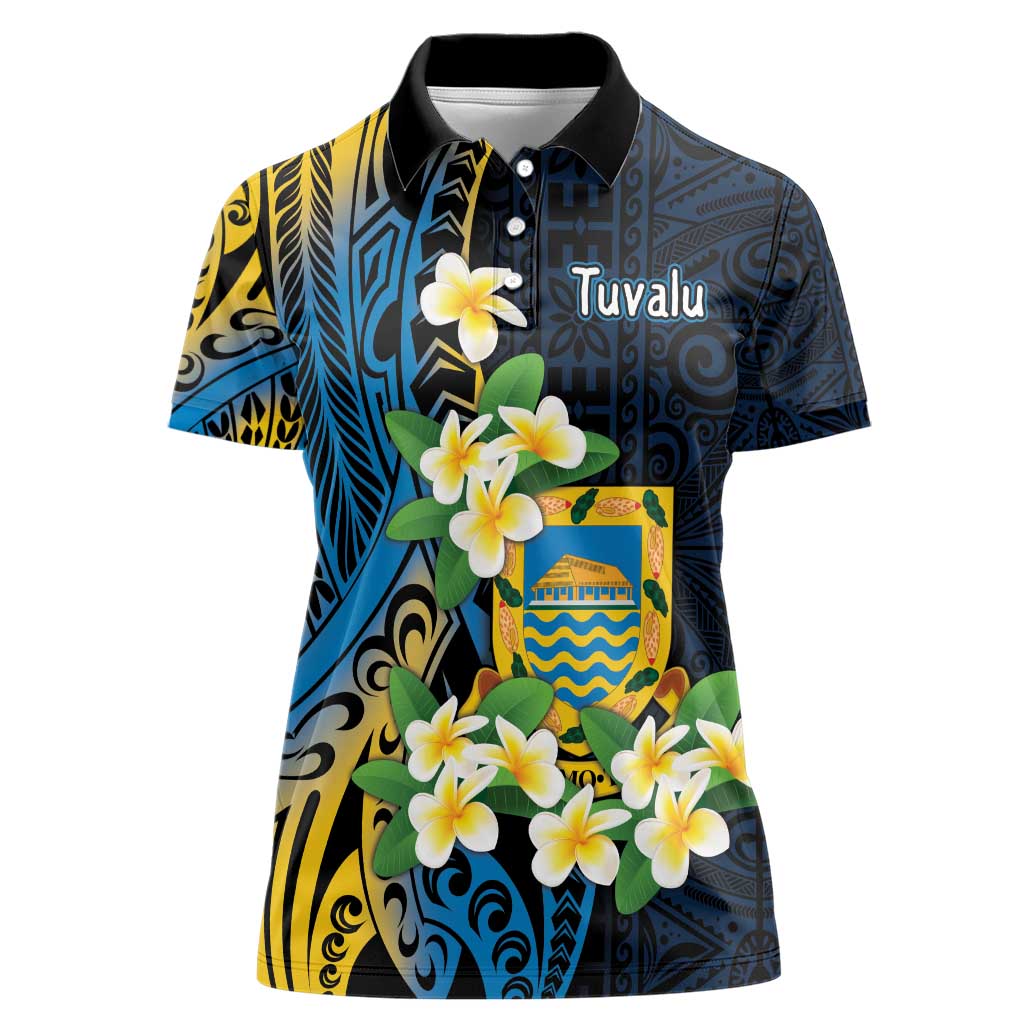 Personalised Tuvalu Beautiful Plumeria Flower Women Polo Shirt