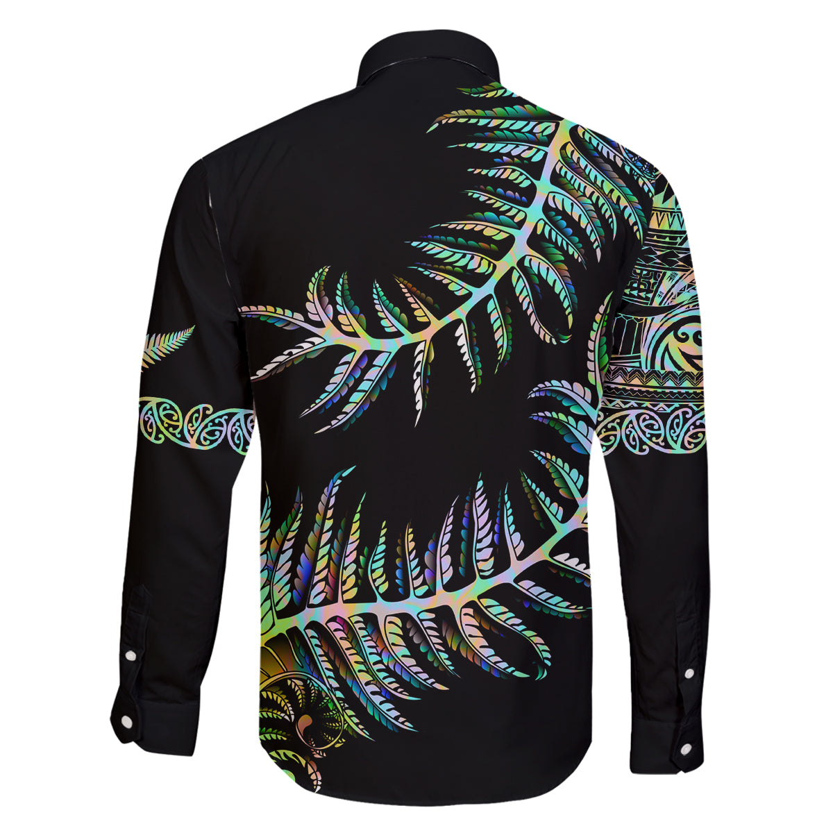 New Zealand Family Matching Off Shoulder Short Dress and Hawaiian Shirt Aotearoa Silver Fern Mixed Papua Shell Green Vibe LT9 - Polynesian Pride