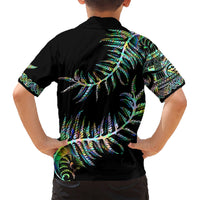 New Zealand Kid Hawaiian Shirt Aotearoa Silver Fern Mixed Papua Shell Green Vibe LT9 - Polynesian Pride