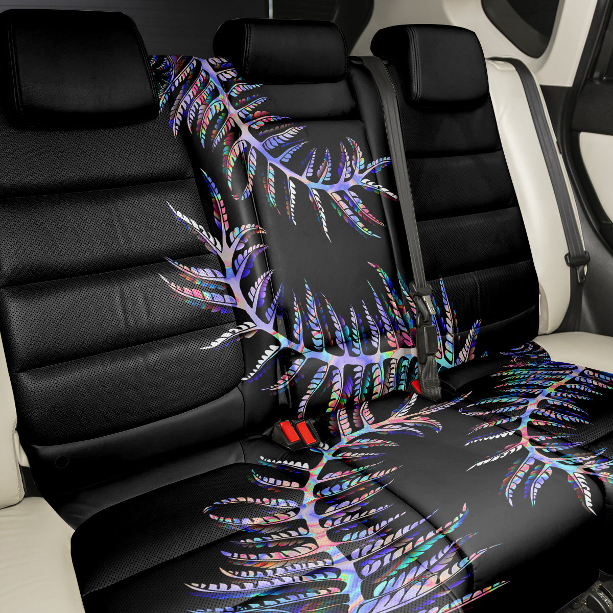 New Zealand Back Car Seat Cover Aotearoa Silver Fern Mixed Papua Shell Purple Vibe