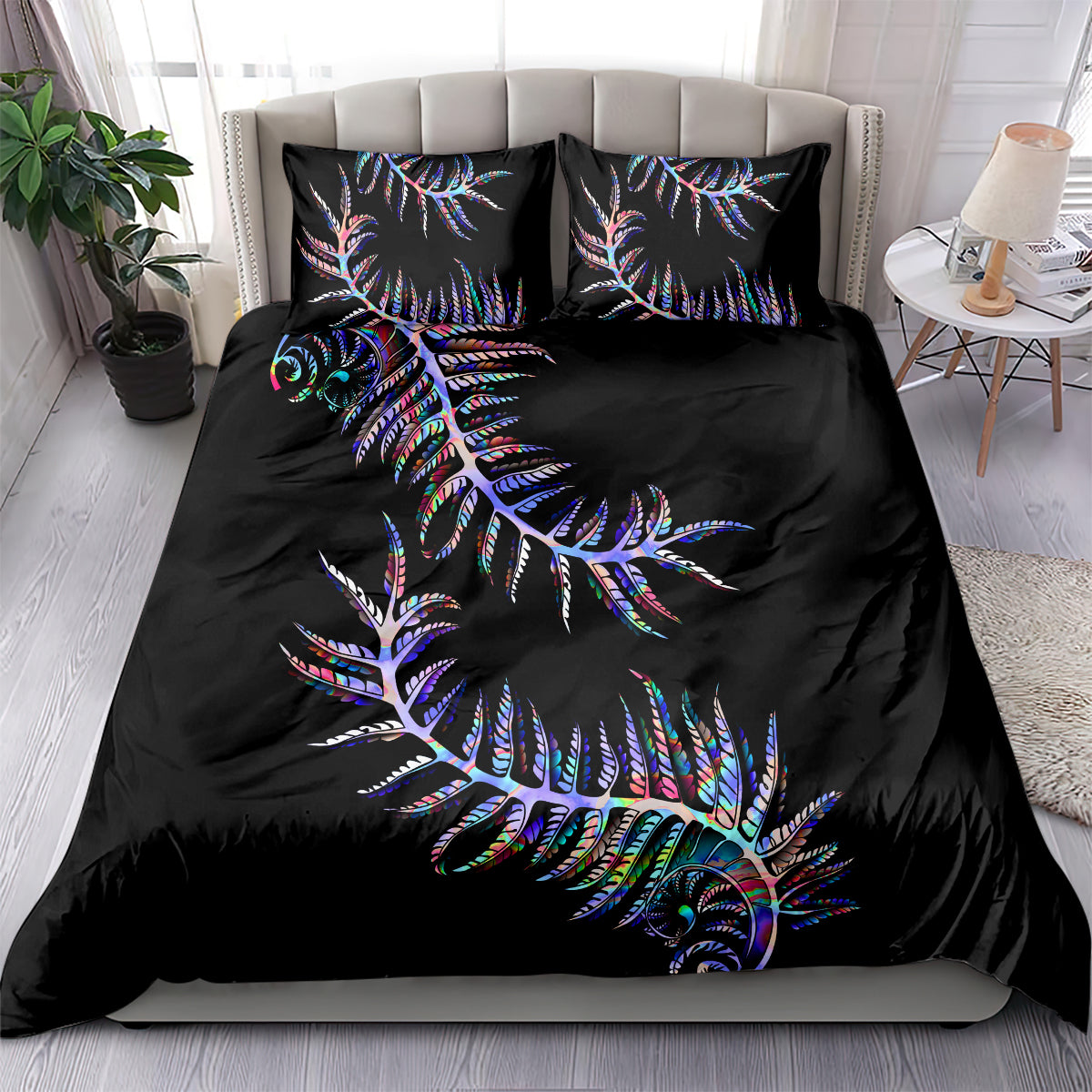 New Zealand Bedding Set Aotearoa Silver Fern Mixed Papua Shell Purple Vibe LT9 - Polynesian Pride