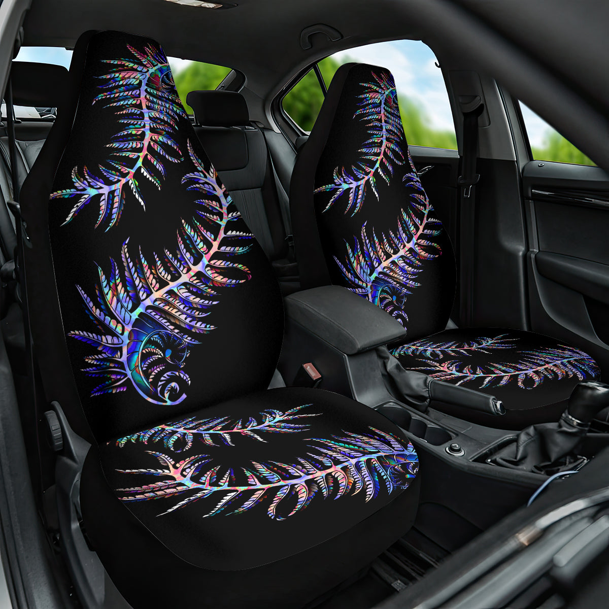 New Zealand Car Seat Cover Aotearoa Silver Fern Mixed Papua Shell Purple Vibe LT9 One Size Purple - Polynesian Pride