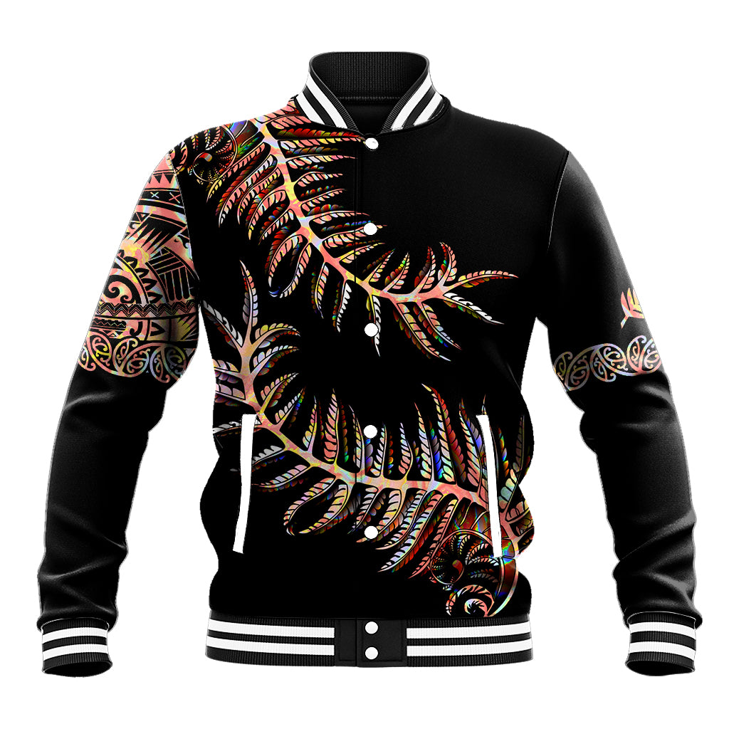 New Zealand Baseball Jacket Aotearoa Silver Fern Mixed Papua Shell Red Vibe LT9 Unisex Red - Polynesian Pride