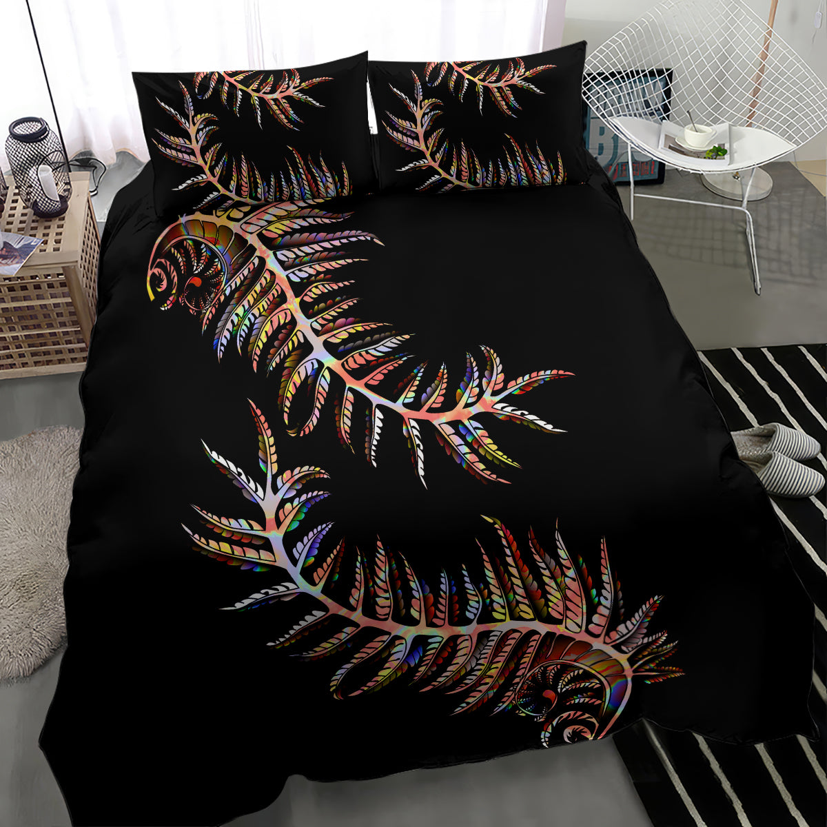 New Zealand Bedding Set Aotearoa Silver Fern Mixed Papua Shell Red Vibe LT9 - Polynesian Pride