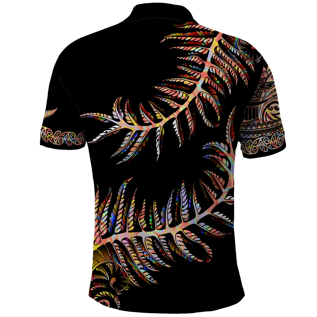 New Zealand Polo Shirt Aotearoa Silver Fern Mixed Papua Shell Red Vibe LT9 - Polynesian Pride