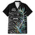 New Zealand Rugby Family Matching Off Shoulder Long Sleeve Dress and Hawaiian Shirt NZ Black Fern Champions History With Papua Shell LT9 Dad's Shirt - Short Sleeve Black - Polynesian Pride