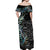 New Zealand Rugby Off Shoulder Maxi Dress NZ Black Fern Champions History With Papua Shell LT9 - Polynesian Pride