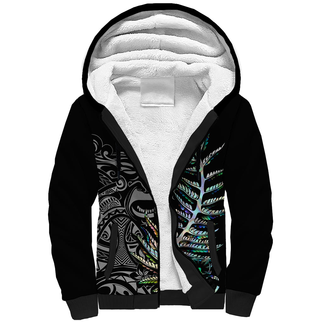 New Zealand Rugby Sherpa Hoodie NZ Black Fern Champions History With Papua Shell LT9 Unisex Black - Polynesian Pride