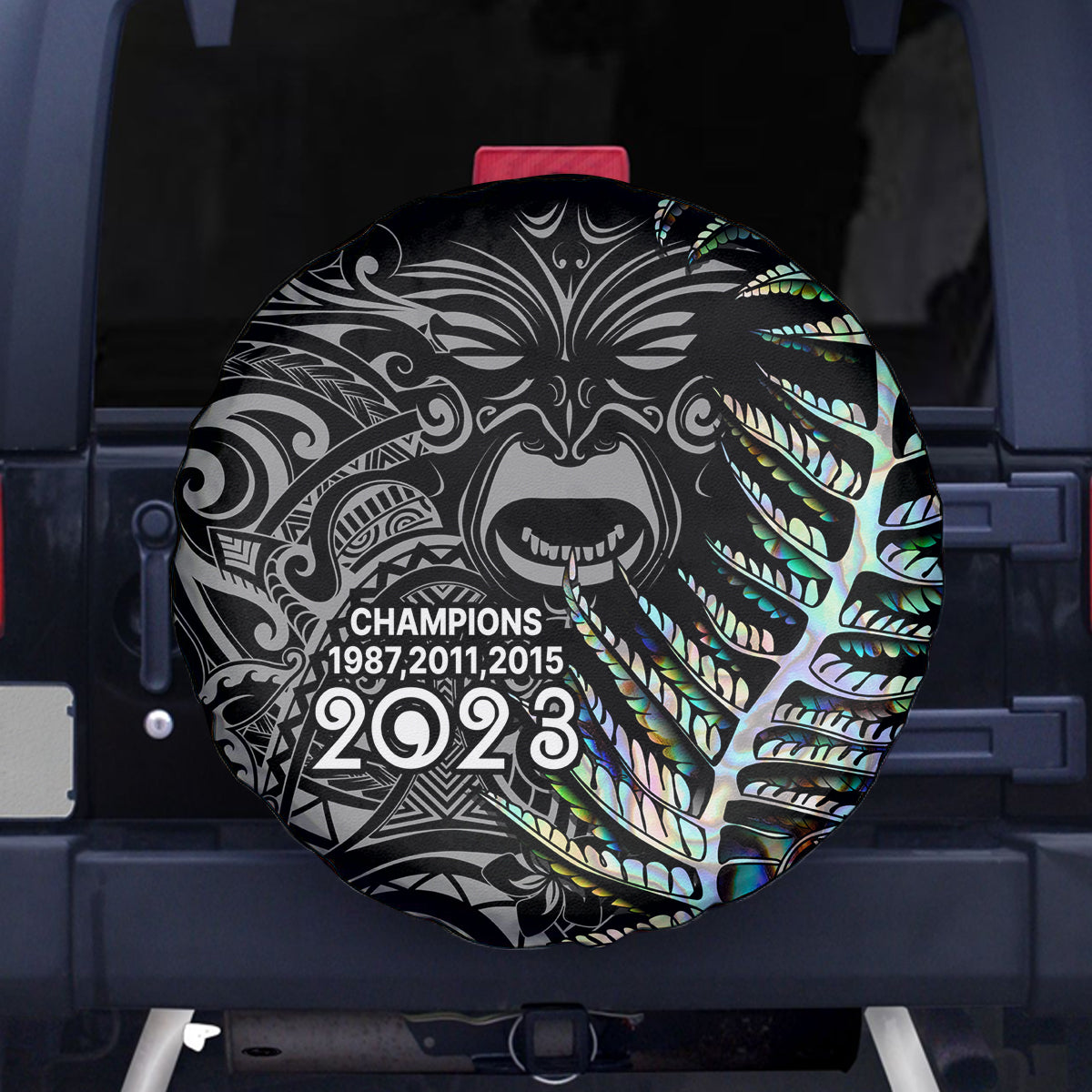 New Zealand Rugby Spare Tire Cover NZ Black Fern Champions History With Papua Shell LT9 Black - Polynesian Pride