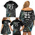 Custom New Zealand Rugby Family Matching Off Shoulder Short Dress and Hawaiian Shirt NZ Black Fern Champions History With Papua Shell LT9 - Polynesian Pride