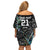 Custom New Zealand Rugby Family Matching Off Shoulder Short Dress and Hawaiian Shirt NZ Black Fern Champions History With Papua Shell LT9 - Polynesian Pride