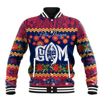 Personalised Guam Christmas Baseball Jacket Felis Pusgua Santa Beach Polynesian Pattern LT9 Unisex Blue - Polynesian Pride