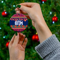 Personalised Guam Christmas Ceramic Ornament Felis Pusgua Santa Beach Polynesian Pattern LT9 - Polynesian Pride