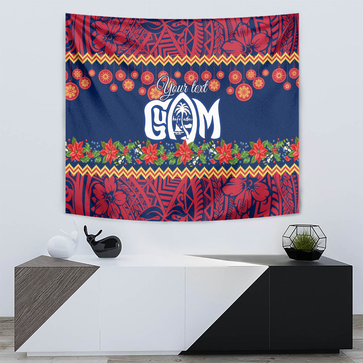Personalised Guam Christmas Tapestry Felis Pusgua Santa Beach Polynesian Pattern LT9 - Polynesian Pride