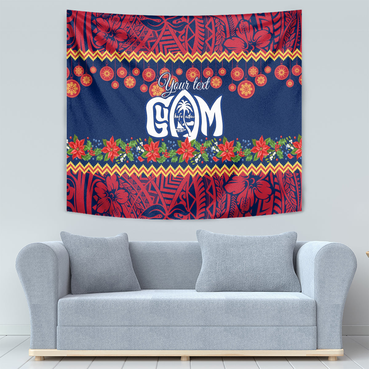 Personalised Guam Christmas Tapestry Felis Pusgua Santa Beach Polynesian Pattern LT9 - Polynesian Pride