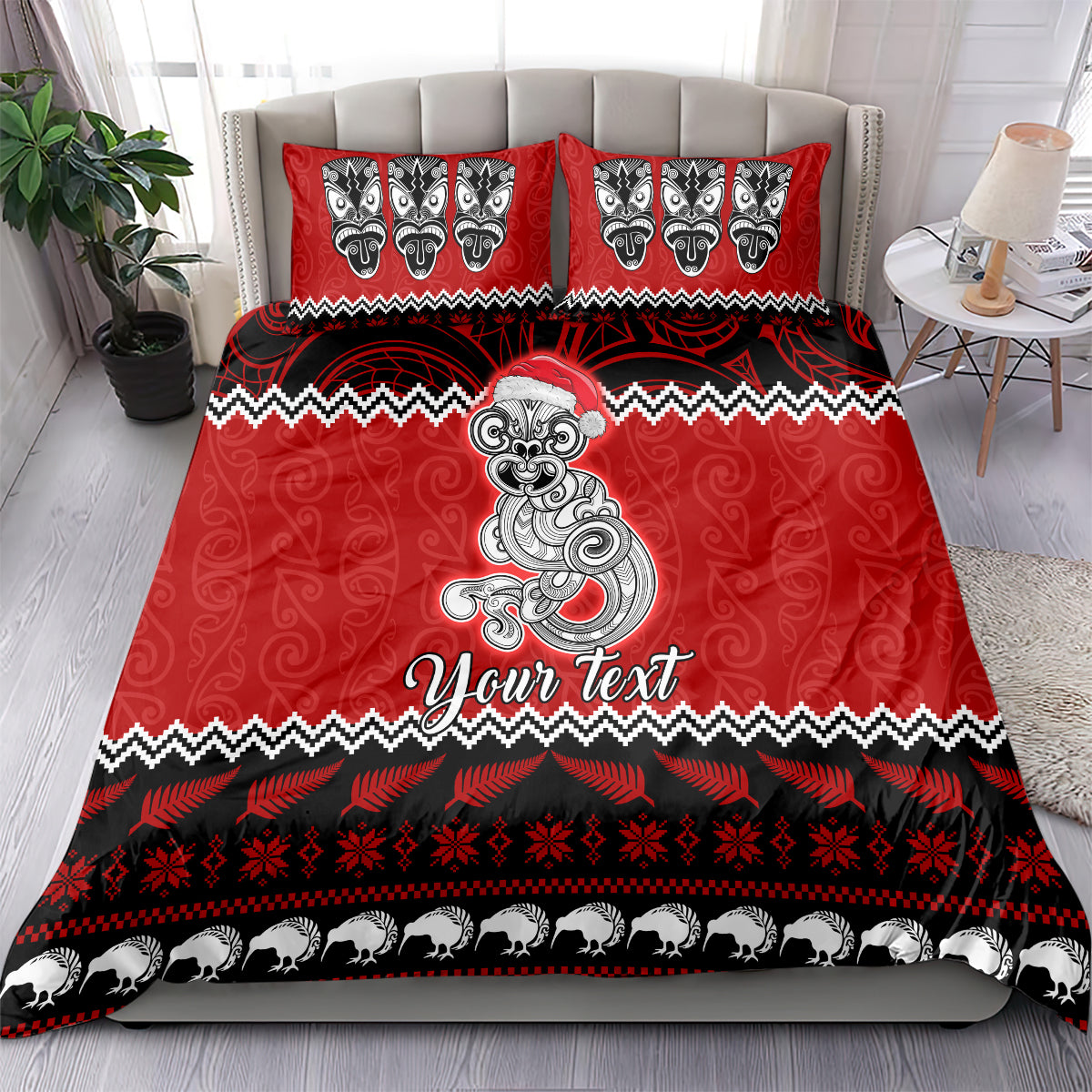 Personalised New Zealand Christmas Bedding Set Maori Tiki Meri Kirihimete LT9 - Polynesian Pride