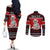 Personalised New Zealand Christmas Couples Matching Off The Shoulder Long Sleeve Dress and Long Sleeve Button Shirt Maori Tiki Meri Kirihimete LT9 - Polynesian Pride