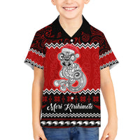 Personalised New Zealand Christmas Kid Hawaiian Shirt Maori Tiki Meri Kirihimete LT9 Kid Red - Polynesian Pride