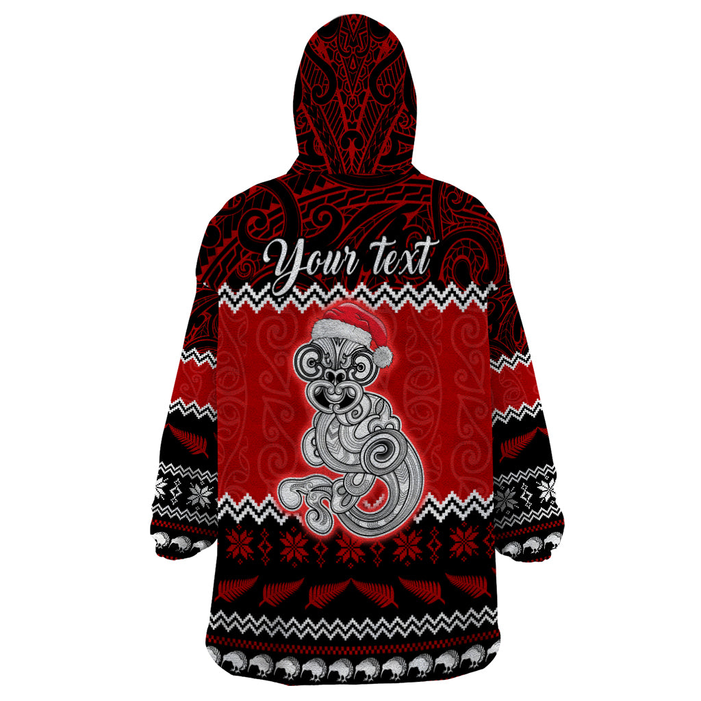 Personalised New Zealand Christmas Wearable Blanket Hoodie Maori Tiki Meri Kirihimete LT9 - Polynesian Pride