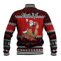Personalised New Zealand Christmas Baseball Jacket Kiwi Santa Claus Maori Meri Kirihimete LT9 - Polynesian Pride