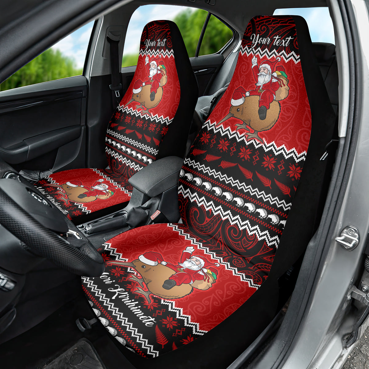 Personalised New Zealand Christmas Car Seat Cover Kiwi Santa Claus Maori Meri Kirihimete LT9 - Polynesian Pride