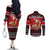 Personalised New Zealand Christmas Couples Matching Off The Shoulder Long Sleeve Dress and Long Sleeve Button Shirt Kiwi Santa Claus Maori Meri Kirihimete LT9 - Polynesian Pride