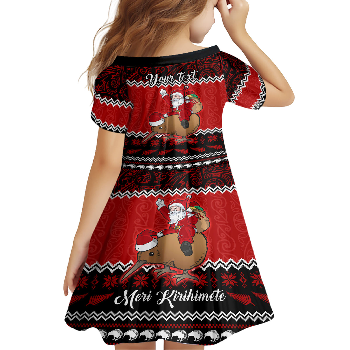 Personalised New Zealand Christmas Family Matching Short Sleeve Bodycon Dress and Hawaiian Shirt Kiwi Santa Claus Maori Meri Kirihimete LT9 - Polynesian Pride