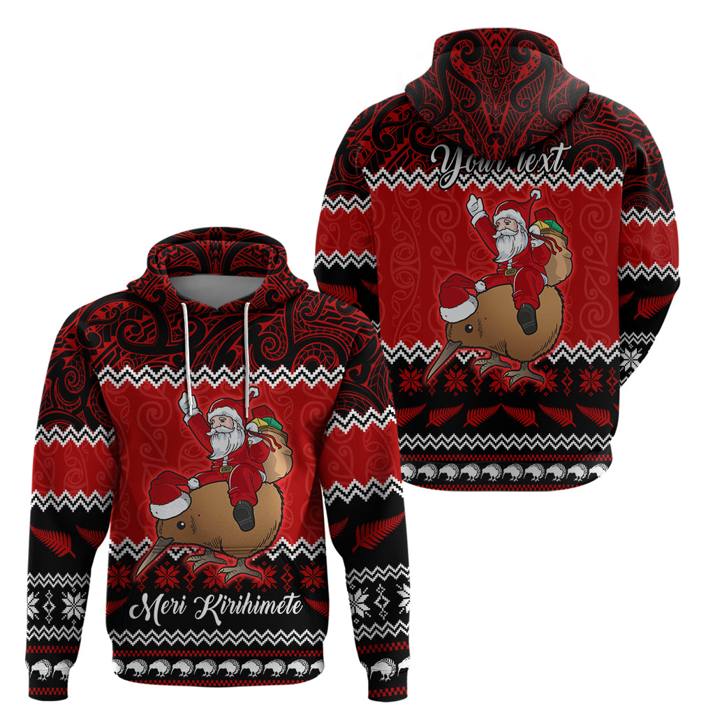 Personalised New Zealand Christmas Hoodie Kiwi Santa Claus Maori Meri Kirihimete LT9 - Polynesian Pride