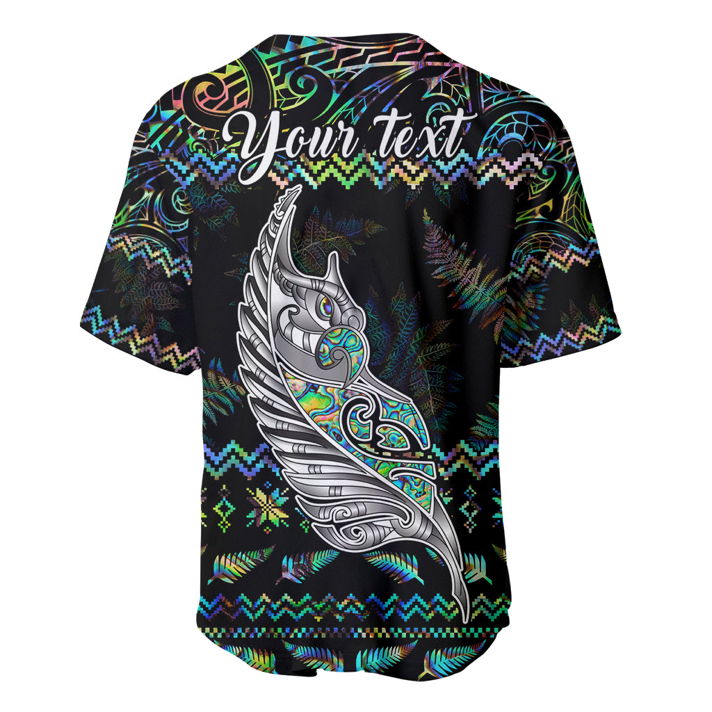 Personalised New Zealand Christmas Baseball Jersey Maori Fern Manaia Meri Kirihimete with Papaua Shell LT9 - Polynesian Pride