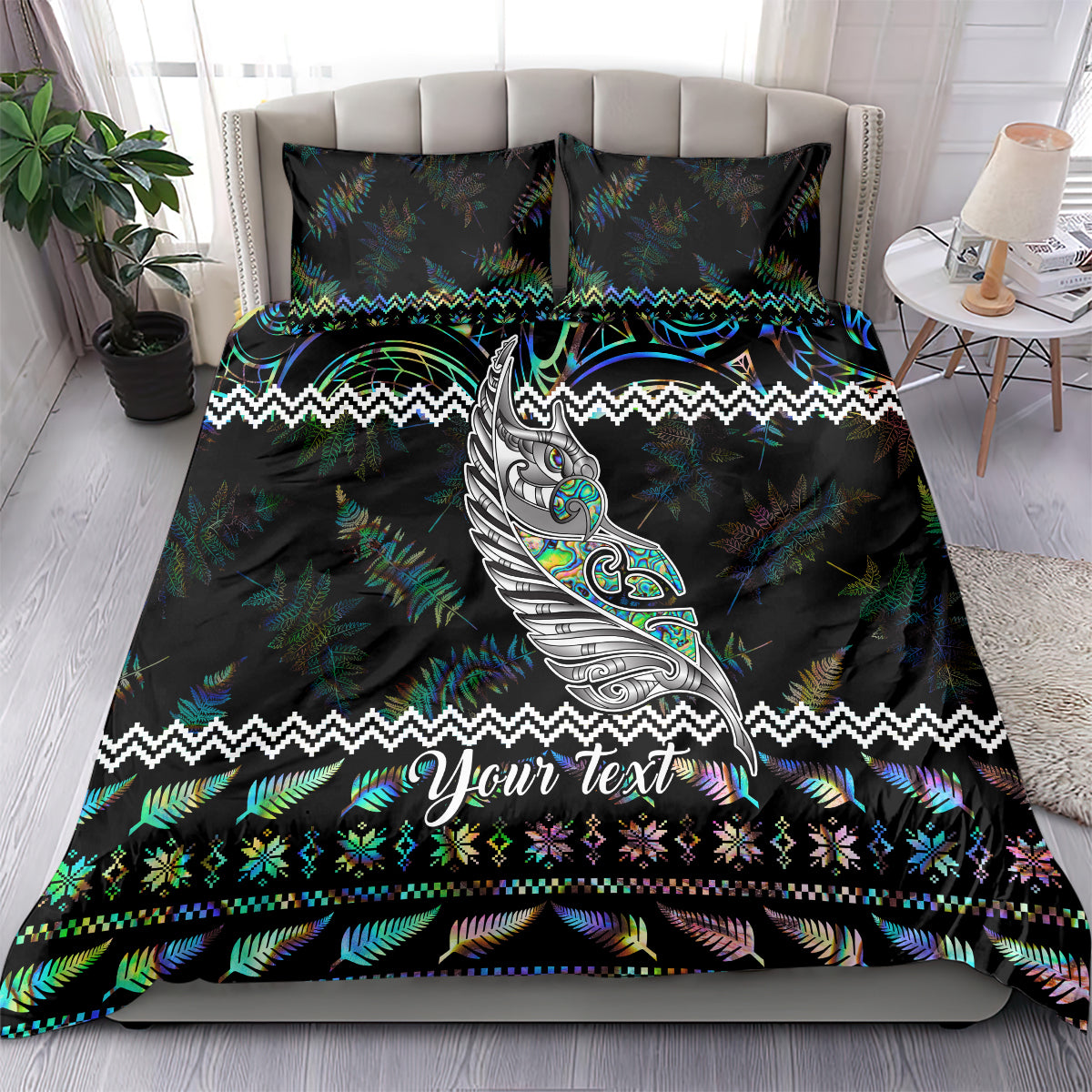 Personalised New Zealand Christmas Bedding Set Maori Fern Manaia Meri Kirihimete with Papaua Shell LT9 - Polynesian Pride