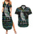 Personalised New Zealand Christmas Couples Matching Summer Maxi Dress and Hawaiian Shirt Maori Fern Manaia Meri Kirihimete with Papaua Shell LT9 Black - Polynesian Pride