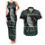 Personalised New Zealand Christmas Couples Matching Tank Maxi Dress and Hawaiian Shirt Maori Fern Manaia Meri Kirihimete with Papaua Shell LT9 Black - Polynesian Pride