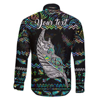 Personalised New Zealand Christmas Family Matching Long Sleeve Bodycon Dress and Hawaiian Shirt Maori Fern Manaia Meri Kirihimete with Papaua Shell LT9 - Polynesian Pride