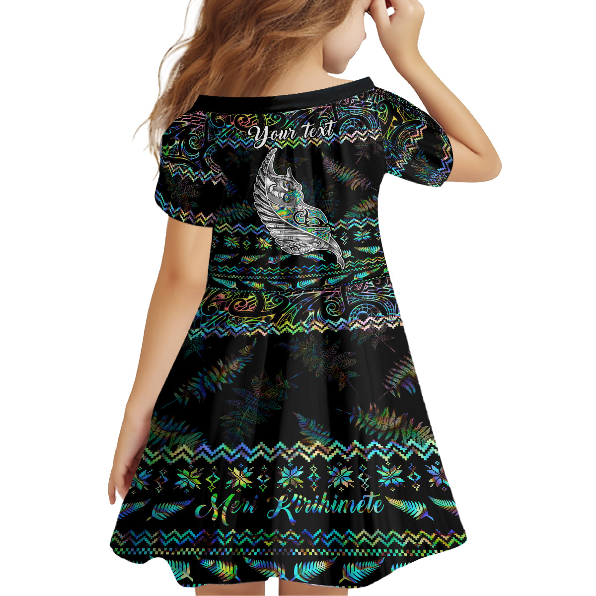 Personalised New Zealand Christmas Family Matching Puletasi Dress and Hawaiian Shirt Maori Fern Manaia Meri Kirihimete with Papaua Shell LT9 - Polynesian Pride