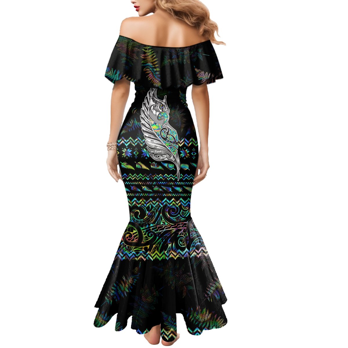 Personalised New Zealand Christmas Mermaid Dress Maori Fern Manaia Meri Kirihimete with Papaua Shell LT9 - Polynesian Pride