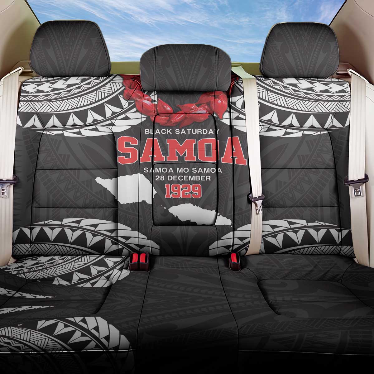 Samoa Black Saturday Back Car Seat Cover Samoa mo Samoa with Black Ula Fala