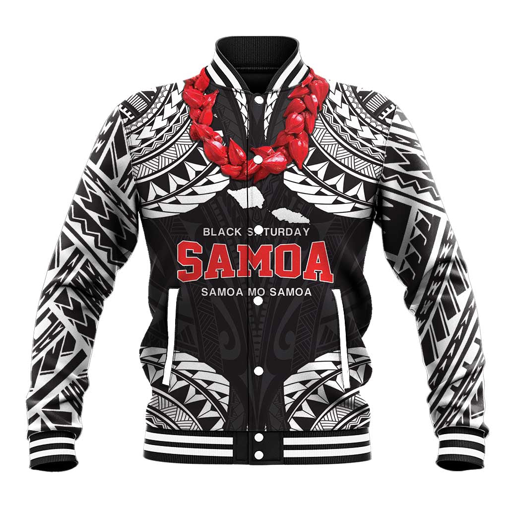 Samoa Black Saturday Baseball Jacket Samoa mo Samoa with Black Ula Fala