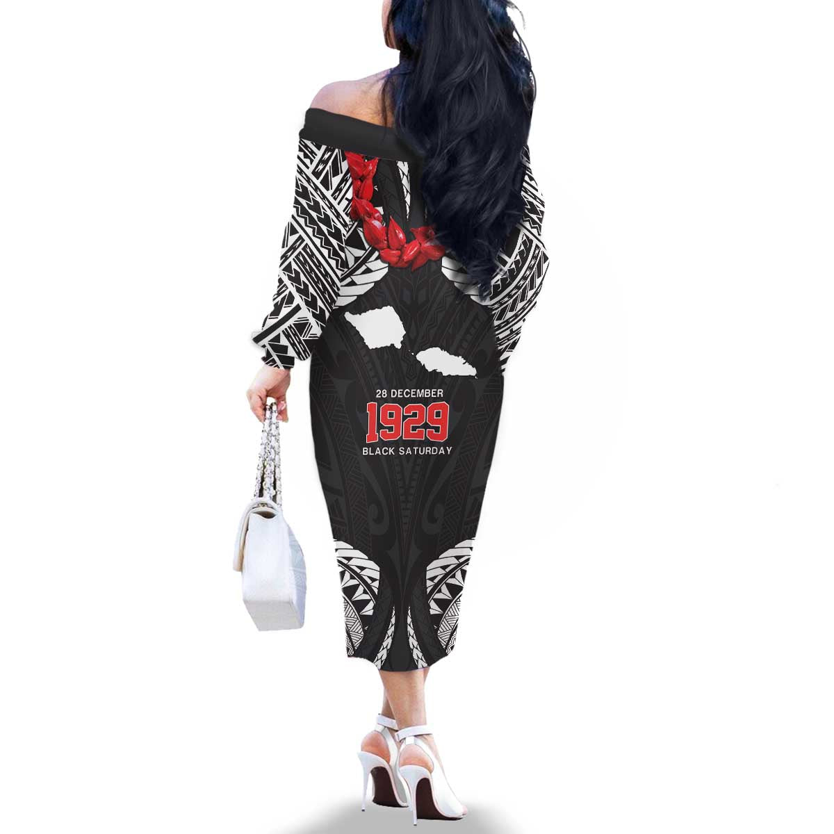 Samoa Black Saturday Family Matching Off The Shoulder Long Sleeve Dress and Hawaiian Shirt Samoa mo Samoa with Black Ula Fala