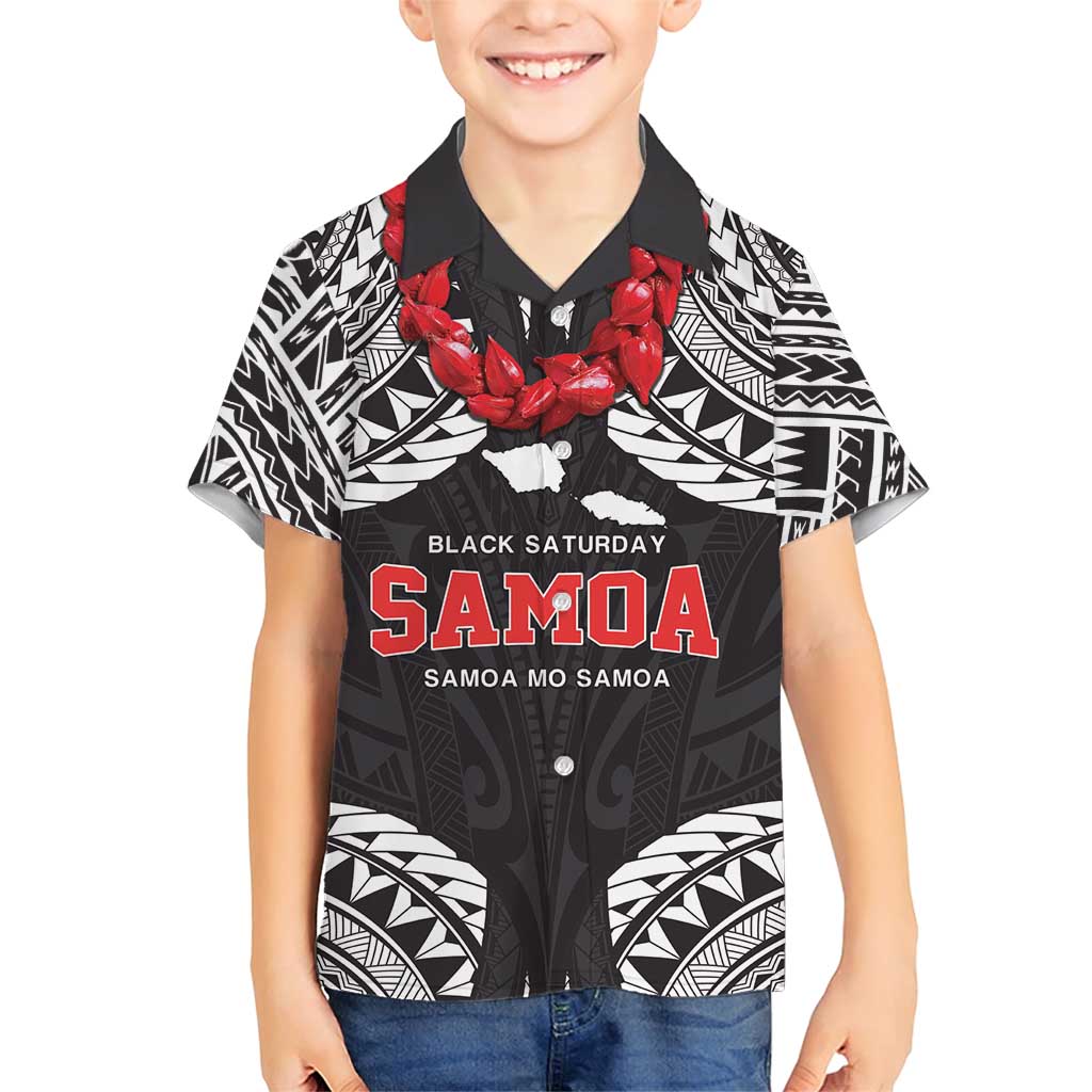 Samoa Black Saturday Family Matching Short Sleeve Bodycon Dress and Hawaiian Shirt Samoa mo Samoa with Black Ula Fala