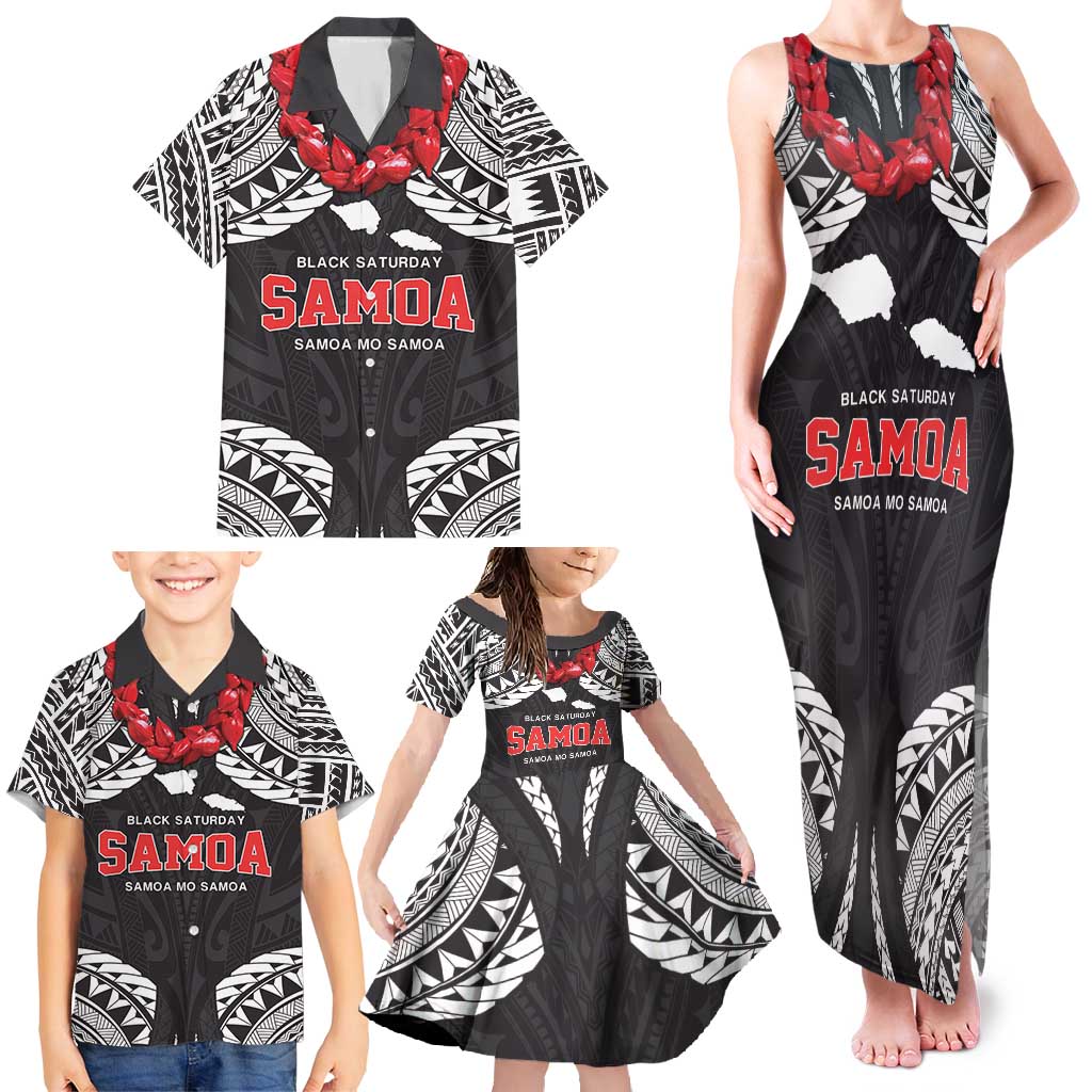 Samoa Black Saturday Family Matching Tank Maxi Dress and Hawaiian Shirt Samoa mo Samoa with Black Ula Fala