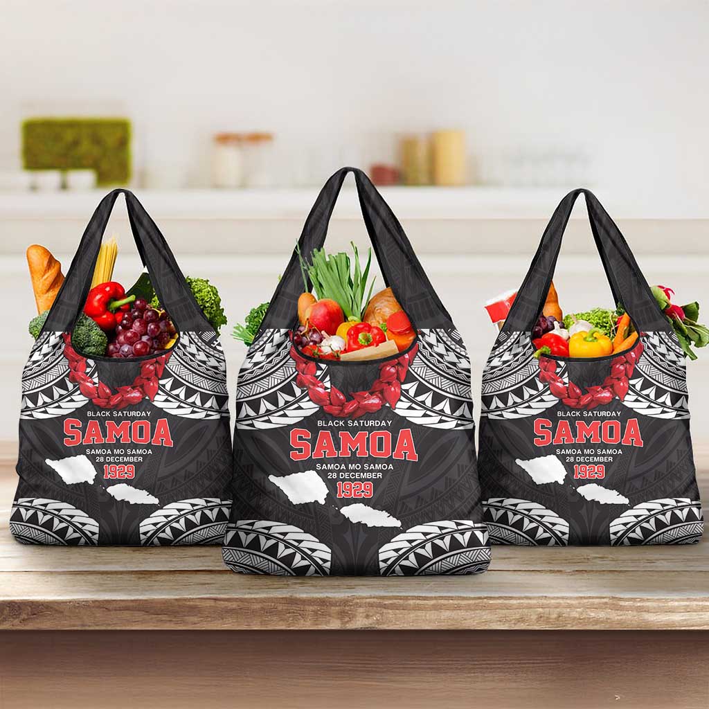 Samoa Black Saturday Grocery Bag Samoa mo Samoa with Black Ula Fala