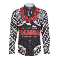 Samoa Black Saturday Long Sleeve Button Shirt Samoa mo Samoa with Black Ula Fala LT9 Unisex Black - Polynesian Pride