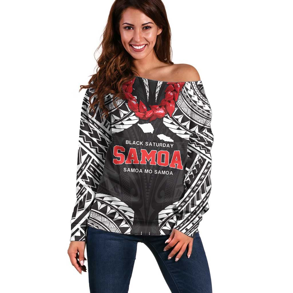 Samoa Black Saturday Off Shoulder Sweater Samoa mo Samoa with Black Ula Fala