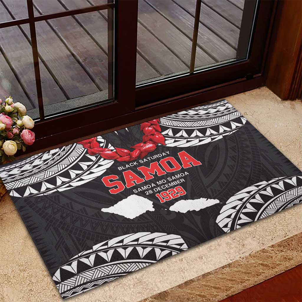 Samoa Black Saturday Rubber Doormat Samoa mo Samoa with Black Ula Fala