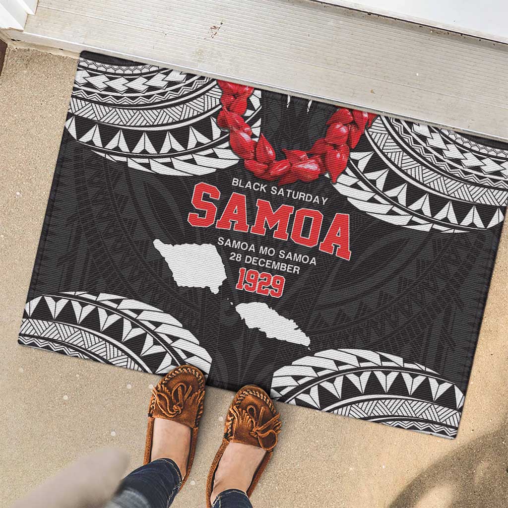 Samoa Black Saturday Rubber Doormat Samoa mo Samoa with Black Ula Fala