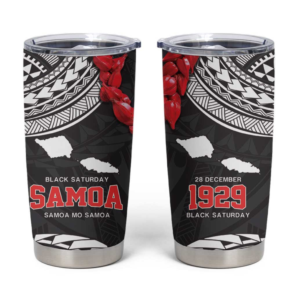Samoa Black Saturday Tumbler Cup Samoa mo Samoa with Black Ula Fala LT9 Black - Polynesian Pride